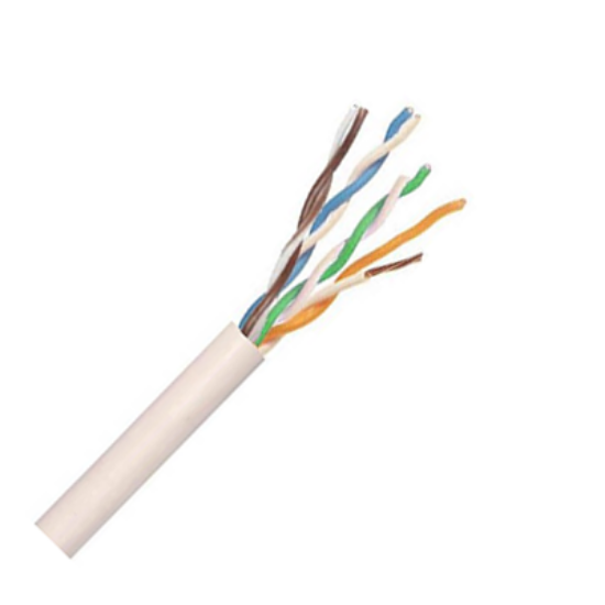 White PVC telecom cable with 4 twisted pairs, ideal for electrical wiring and data transmission