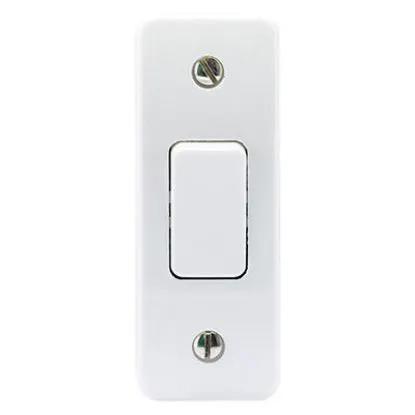 White single pole 1 gang 2 way architrave light switch, wall-mounted electrical accessory