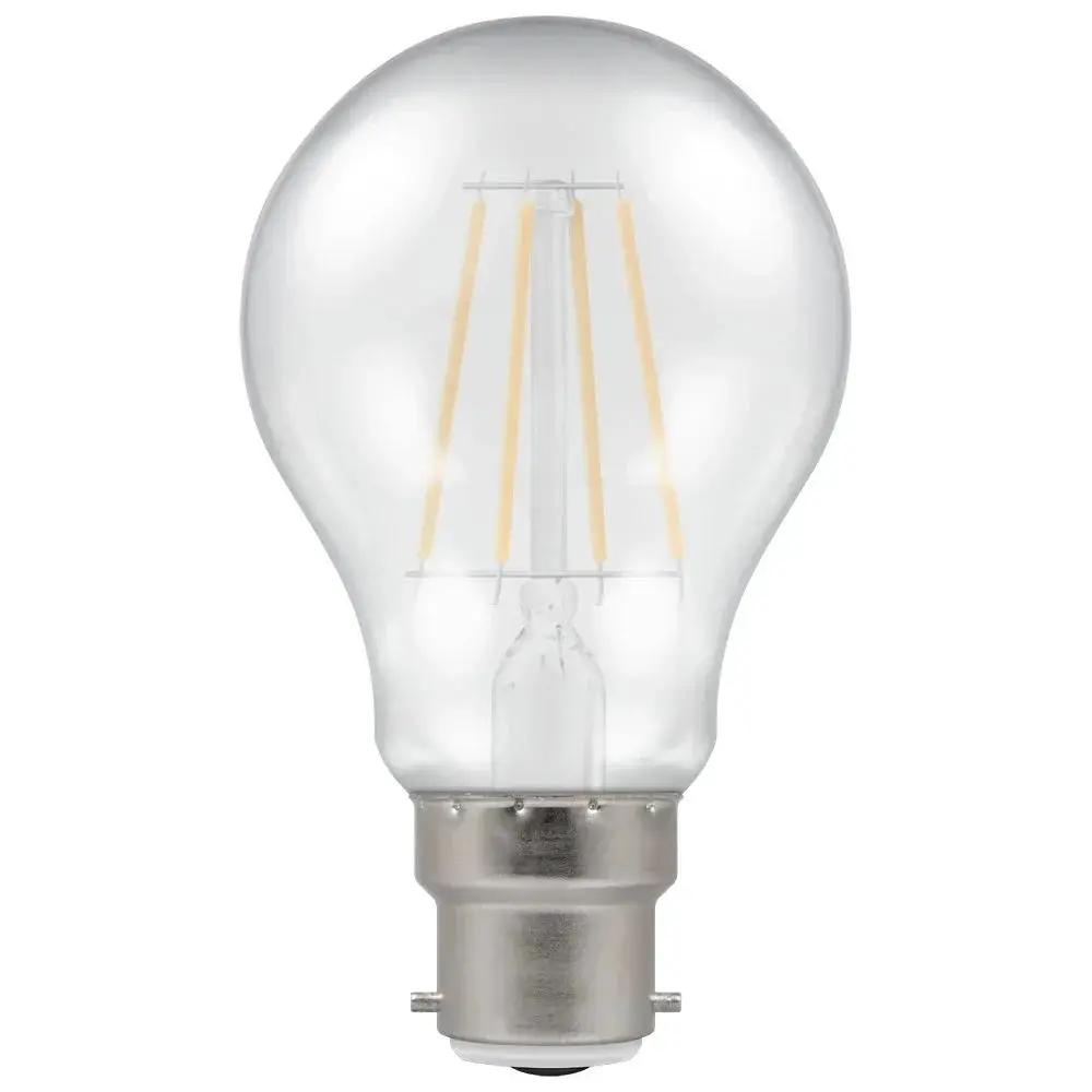 LED filament light bulb with bayonet cap, clear glass, energy efficient lighting