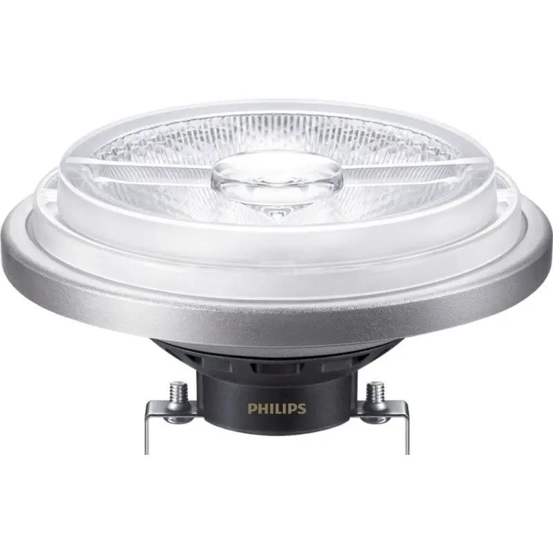 LED spotlight bulb with clear lens and metallic trim, suitable for modern lighting applications.
