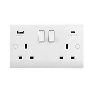 saxby cruved edge Curved Edge 13A 2G DP Switched Socket with 45W USB A+C - saxby cruved edge Curved Edge 13A 2G DP Switched Socket with 45W USB A+C