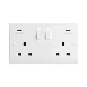 saxby cruved edge Curved Edge 13A 2G DP Switched Socket with 45W USB C+C - saxby cruved edge Curved Edge 13A 2G DP Switched Socket with 45W USB C+C