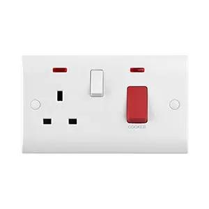 saxby cruved edge Curved Edge 45A DP Cooker Switch with 13A Socket with Neon - saxby cruved edge Curved Edge 45A DP Cooker Switch with 13A Socket with Neon