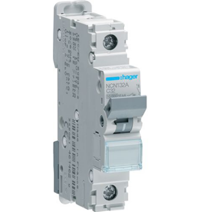 Single pole 32A C-curve MCB circuit breaker for electrical wiring protection