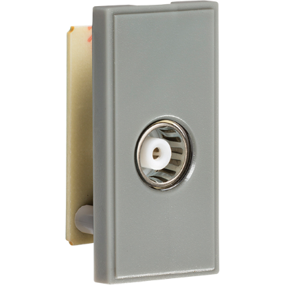 Grey single TV aerial outlet module for UK electrical wiring and sockets