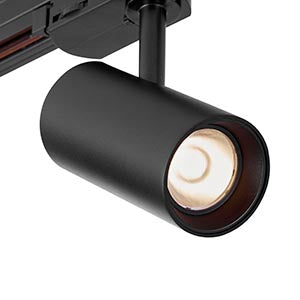 Black LED track spotlight for modern home or business lighting