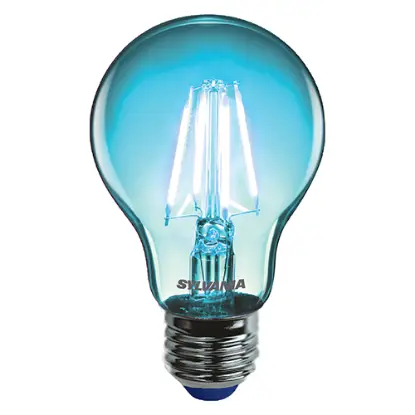 Blue retro A60 LED light bulb with E27 screw base for home lighting