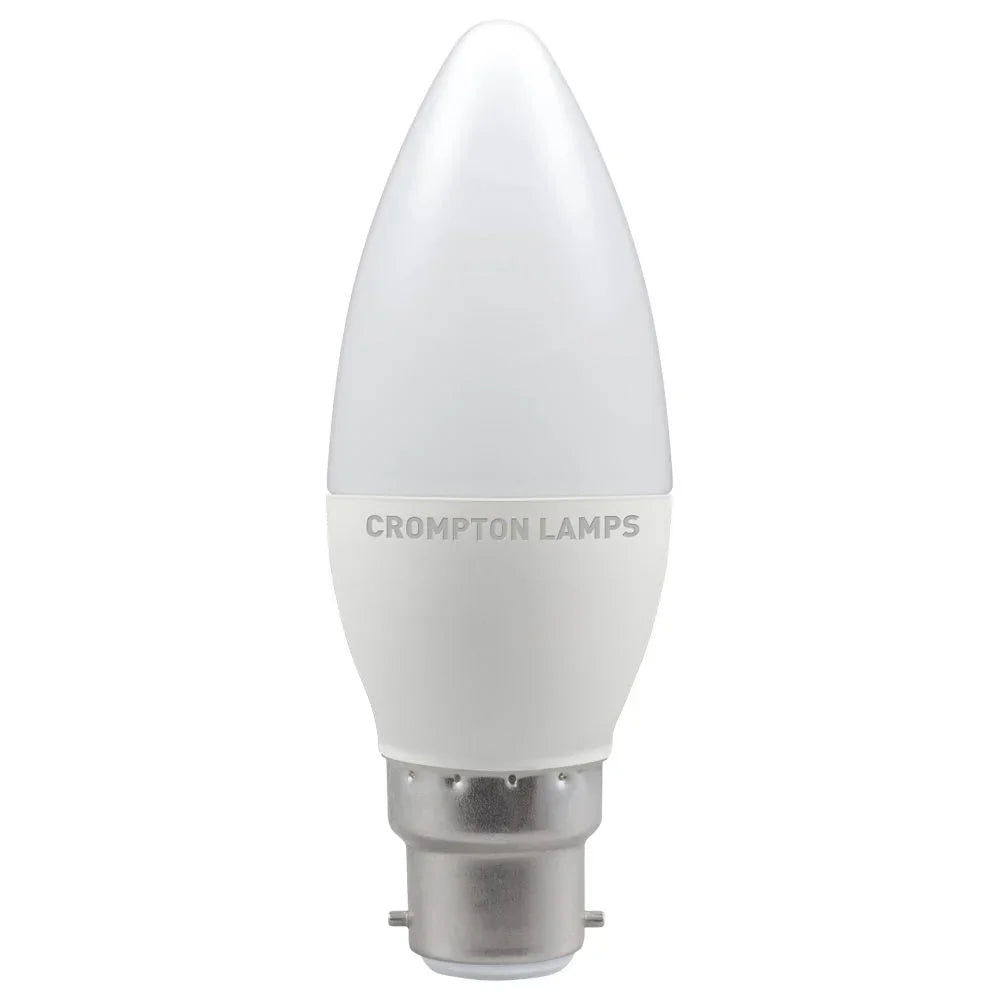 LED candle bulb 5W B22d dimmable 2700K thermal plastic, bayonet cap, white finish