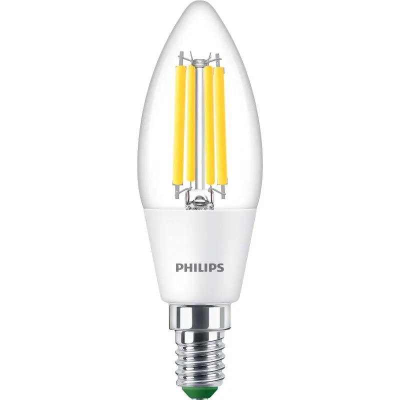 LED candle bulb with E14 screw cap, clear glass, 40W equivalent, 4000K, for home lighting