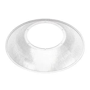 Clear ribbed LED high bay light reflector for commercial lighting installations