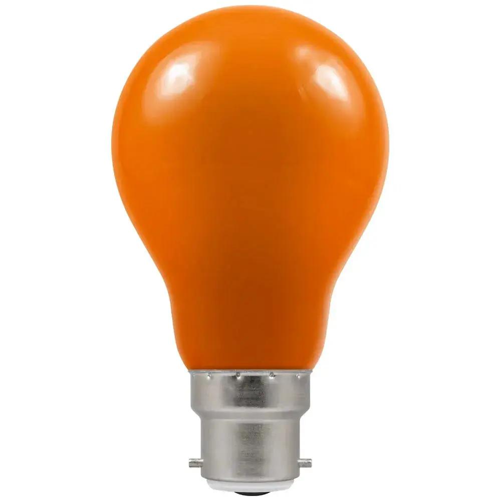 Amber LED light bulb with bayonet cap base for electrical lighting