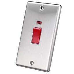 eurolite Eurolite 45A DP 2 Gang Vertical Switch with Neon Grey Insert Satin Stainless Steel - eurolite Eurolite 45A DP 2 Gang Vertical Switch with Neon Grey Insert Satin Stainless Steel