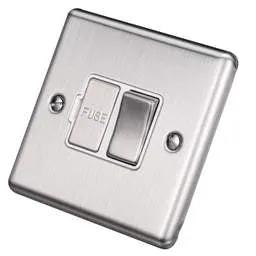 eurolite Eurolite 13A DP Switched Fused Spur White Insert Satin Stainless Steel - eurolite Eurolite 13A DP Switched Fused Spur White Insert Satin Stainless Steel