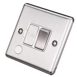 eurolite Eurolite 13A DP Switched Fused Spur with Flex Outlet White Insert Satin Stainless Steel - eurolite Eurolite 13A DP Switched Fused Spur with Flex Outlet White Insert Satin Stainless Steel