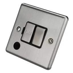 eurolite Eurolite 13A DP Switched Fused Spur with Flex Outlet Black Insert Satin Stainless Steel - eurolite Eurolite 13A DP Switched Fused Spur with Flex Outlet Black Insert Satin Stainless Steel