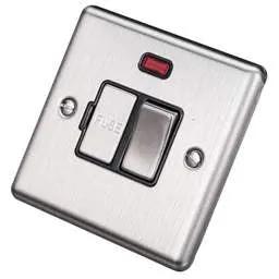 eurolite Eurolite 13A DP Switched Fused Spur with Neon Black Insert Satin Stainless Steel - eurolite Eurolite 13A DP Switched Fused Spur with Neon Black Insert Satin Stainless Steel