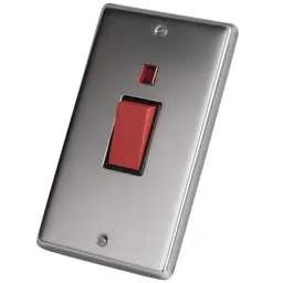 eurolite Eurolite 45A DP 2 Gang Vertical Switch with Neon Black Insert Polished Stainless Steel - eurolite Eurolite 45A DP 2 Gang Vertical Switch with Neon Black Insert Polished Stainless Steel