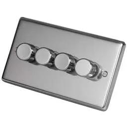eurolite Eurolite 480W 4 Gang 2 Way LED Dimmer Switch Polished Stainless Steel - eurolite Eurolite 480W 4 Gang 2 Way LED Dimmer Switch Polished Stainless Steel