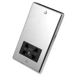 eurolite Eurolite Dual Voltage Shaver Socket Black Insert Polished Stainless Steel - eurolite Eurolite Dual Voltage Shaver Socket Black Insert Polished Stainless Steel