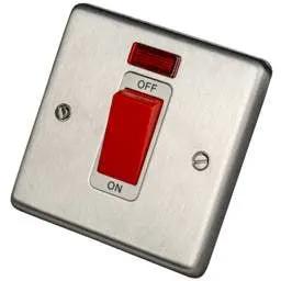 eurolite Eurolite 45A DP 1 Gang Switch with Neon White Insert Satin Stainless Steel - eurolite Eurolite 45A DP 1 Gang Switch with Neon White Insert Satin Stainless Steel
