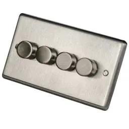 eurolite Eurolite 480W 4 Gang 2 Way LED Dimmer Switch Satin Stainless Steel - eurolite Eurolite 480W 4 Gang 2 Way LED Dimmer Switch Satin Stainless Steel