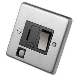 eurolite Eurolite 13A DP Switched Fused Spur F/Outlet Metal / Black Insert Satin Stainless Steel - eurolite Eurolite 13A DP Switched Fused Spur F/Outlet Metal / Black Insert Satin Stainless Steel