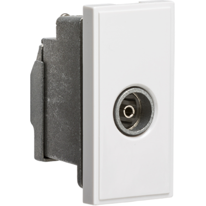 white TV aerial socket module for electrical wall outlet, UK wiring accessory