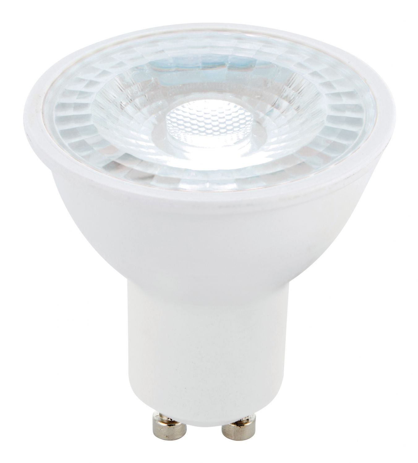 GU10 LED bulb, white, dimmable, 6000K, spotlight with clear reflector lens