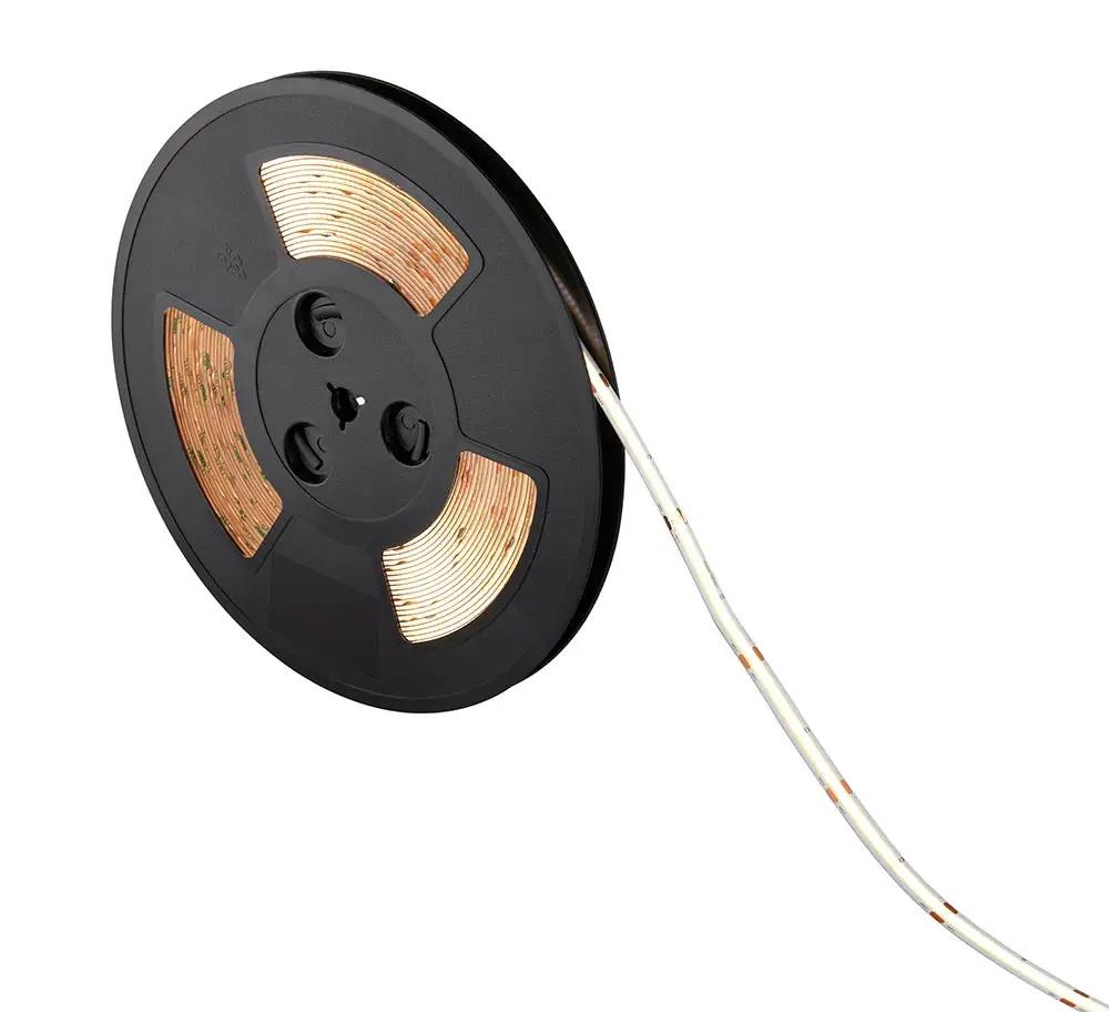 LED lighting strip reel with flexible wiring for home or business electrical installations