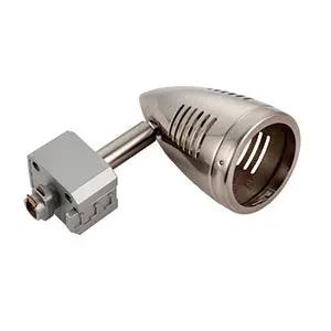 Brushed metal LED spotlight head for track lighting, modern adjustable fixture