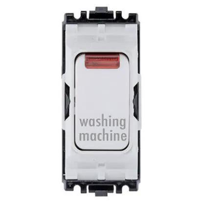 White double pole 1-way grid switch with neon indicator marked washing machine