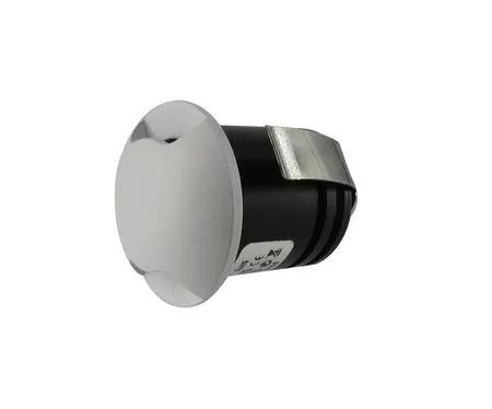 Round LED recessed wall light with white bezel for indoor or outdoor electrical lighting