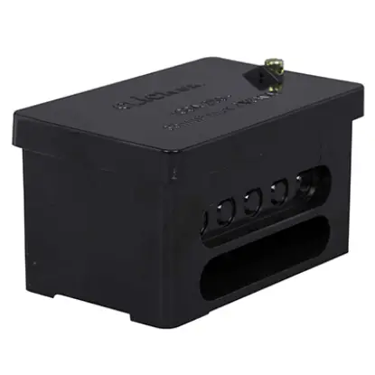 Black 2-pole electrical junction link box for wiring and electrical installations