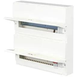 Hager Hager 18 + 20 Dual Row 100A Isolator Incomer Metal Clad Consumer Unit with Type 2 SPD - Design 30 Hager Hager 18 + 20 Dual Row 100A Isolator Incomer Metal Clad Consumer Unit with Type 2 SPD Design 30