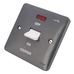Electrical Lighting Hager Sollysta 50A DP 1 Gang Switch Part M with Neon Printed 'COOKER' Grey - Electrical Lighting Hager Sollysta 50A DP 1 Gang Switch Part M with Neon Printed 'COOKER' Grey