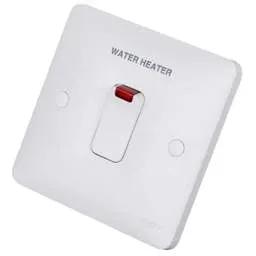 Electrical Lighting Hager Sollysta 20A DP Switch with Neon marked Water Heater White - Electrical Lighting Hager Sollysta 20A DP Switch with Neon marked Water Heater White