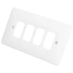Electrical Lighting Hager Sollysta 4 Gang Grid Front Plate White - Electrical Lighting Hager Sollysta 4 Gang Grid Front Plate White