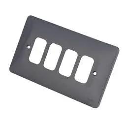 Electrical Lighting Hager Sollysta 4 Gang Grid Plate Part M Grey - Electrical Lighting Hager Sollysta 4 Gang Grid Plate Part M Grey