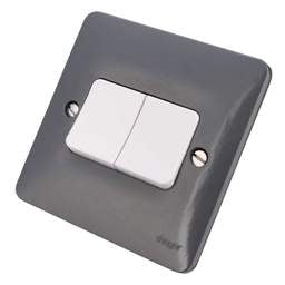 Electrical Lighting Hager Sollysta 10A 2 Gang 2 Way Switch Part M Wide Rocker Grey - Electrical Lighting Hager Sollysta 10A 2 Gang 2 Way Switch Part M Wide Rocker Grey