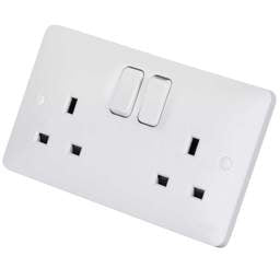 Electrical Lighting Hager Sollysta 13A DP 2 Gang Switched Socket White - Electrical Lighting Hager Sollysta 13A DP 2 Gang Switched Socket White