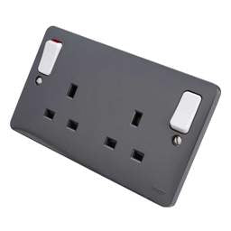 Electrical Lighting Hager Sollysta 13A DP 2 Gang Dual Earth Switched Socket Part M Grey - Electrical Lighting Hager Sollysta 13A DP 2 Gang Dual Earth Switched Socket Part M Grey