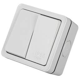 Electrical Lighting Hager Sollysta 10A 2 Gang 2 Way Switch IP66 Grey - Electrical Lighting Hager Sollysta 10A 2 Gang 2 Way Switch IP66 Grey