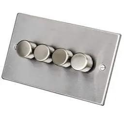 hamilton Hamilton 400W 4 Gang 2 Way Dimmer Satin Steel - hamilton Hamilton 400W 4 Gang 2 Way Dimmer Satin Steel