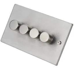 hamilton Hamilton 100W 4 Gang 2 Way LED Dimmer Switch Satin Steel - hamilton Hamilton 100W 4 Gang 2 Way LED Dimmer Switch Satin Steel