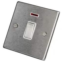 hamilton Hamilton 20A DP Switch with Neon White Insert Satin Steel - hamilton Hamilton 20A DP Switch with Neon White Insert Satin Steel