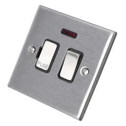 hamilton Hamilton 13A DP Switched Fused Spur with Neon Black Insert Satin Steel - hamilton Hamilton 13A DP Switched Fused Spur with Neon Black Insert Satin Steel