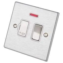 hamilton Hamilton 13A Switched Fused Spur with Neon White Insert Satin Steel - hamilton Hamilton 13A Switched Fused Spur with Neon White Insert Satin Steel