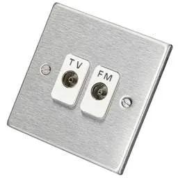 hamilton Hamilton 1 Gang Isolated TV and FM Outlet White Insert Satin Steel - hamilton Hamilton 1 Gang Isolated TV and FM Outlet White Insert Satin Steel