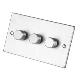 hamilton Hamilton Hartland 400W 3 Gang 2 Way Dimmer Switch Satin Chrome - hamilton Hamilton Hartland 400W 3 Gang 2 Way Dimmer Switch Satin Chrome