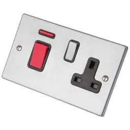 hamilton Hamilton Hartland 45A DP Cooker Control Unit with Neon Metal / Black Insert Satin Chrome - hamilton Hamilton Hartland 45A DP Cooker Control Unit with Neon Metal / Black Insert Satin Chrome